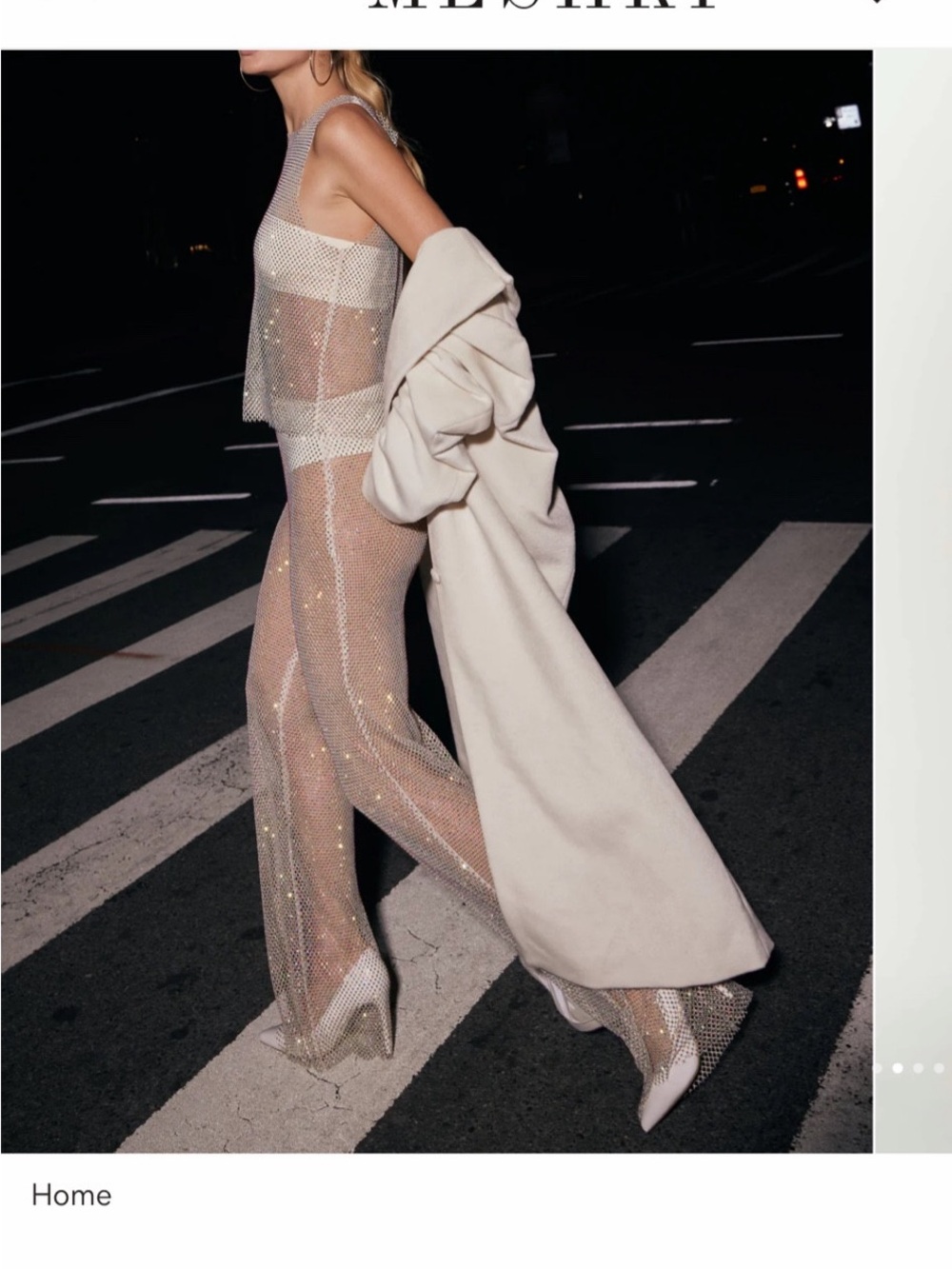 Meshki Sheer Sparkle Straight Leg Pants in Nude